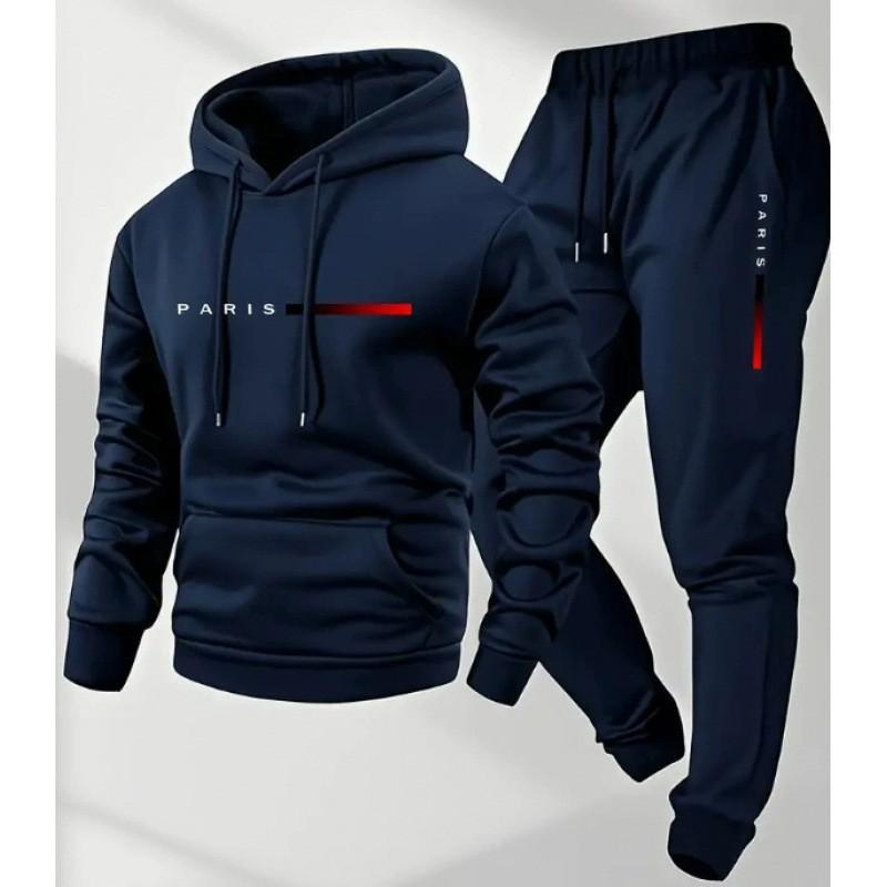 Mens Hooded Oversized Cotton Blend Sweatshirt Set Long Sleeve Top Pants Casual Sportwear