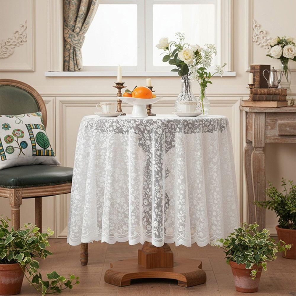 Retro Square Lace Tablecloth Rustic Openwork Home Dust-proof Cover Flower Embroidered Decorative Table Cloth Wedding Reception