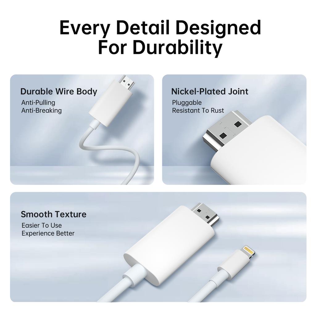 4m Lightning to HDMI Cable 2K HD Digital AV Adapter Sync Screen Connector for iPhone to TV Projector