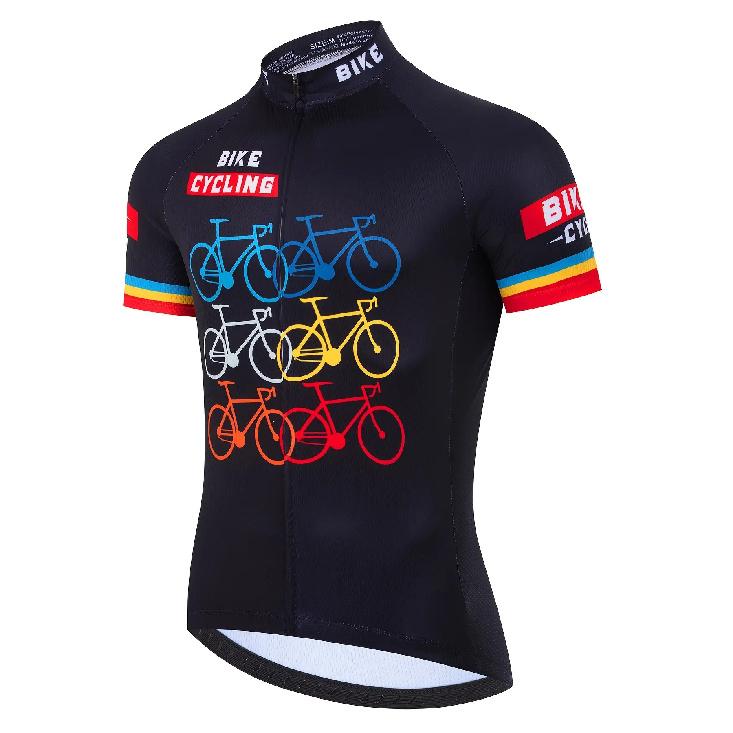 Men'S High-Quality Short Sleeve Cycling Jersey with Reflective Tag & Letter Print - Breathable Moisture-Wicking Fabric, All-Season Regular Fit