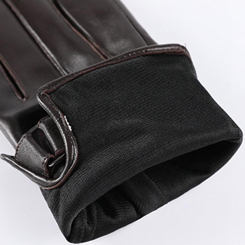 Herrenhandschuhe aus echtem Schafsleder, modische Fahrhandschuhe, Winterwarm, mit Samt gefüttert, Sporthandschuhe für Herren