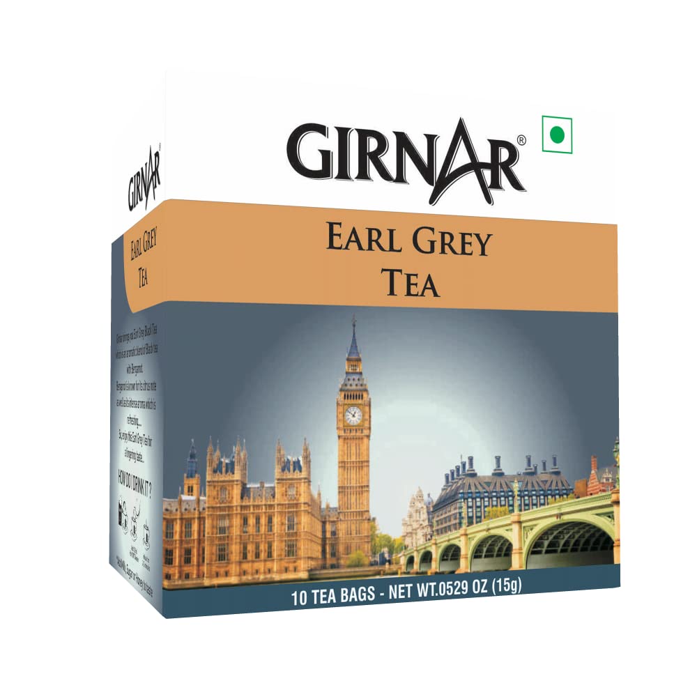 Girnar Earl Grey Black Tea Bags With Bergamot Foil Wrapped Premium Aroma Classic Daily Brew Pack Of 1 10 Tea Bags