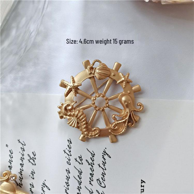 

Винтажная матовая золотая брошь: Элегантная женская брошь в придворном стиле, аксессуар для костюма