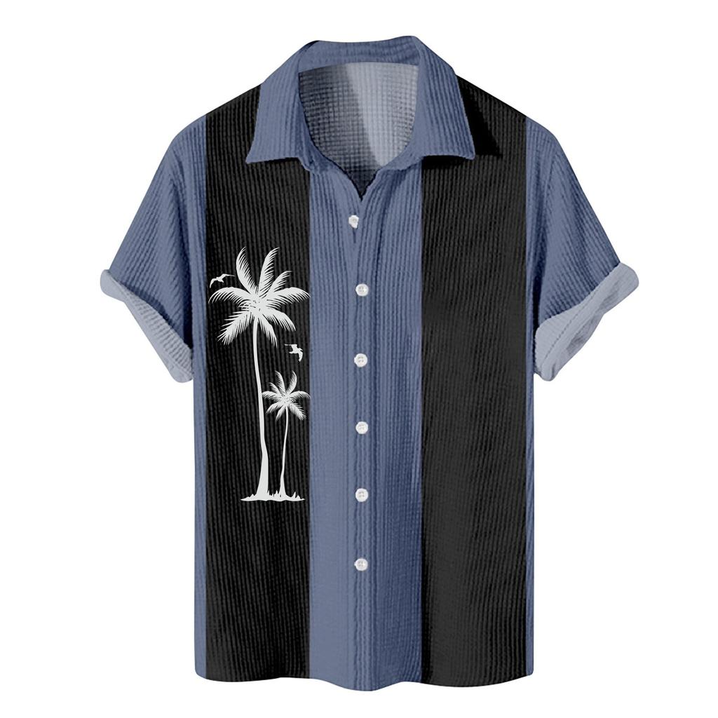 Chemises à manches courtes à boutons imprimés hawaïens pour hommes Chemises à manches courtes à la mode décontractée pour hommes