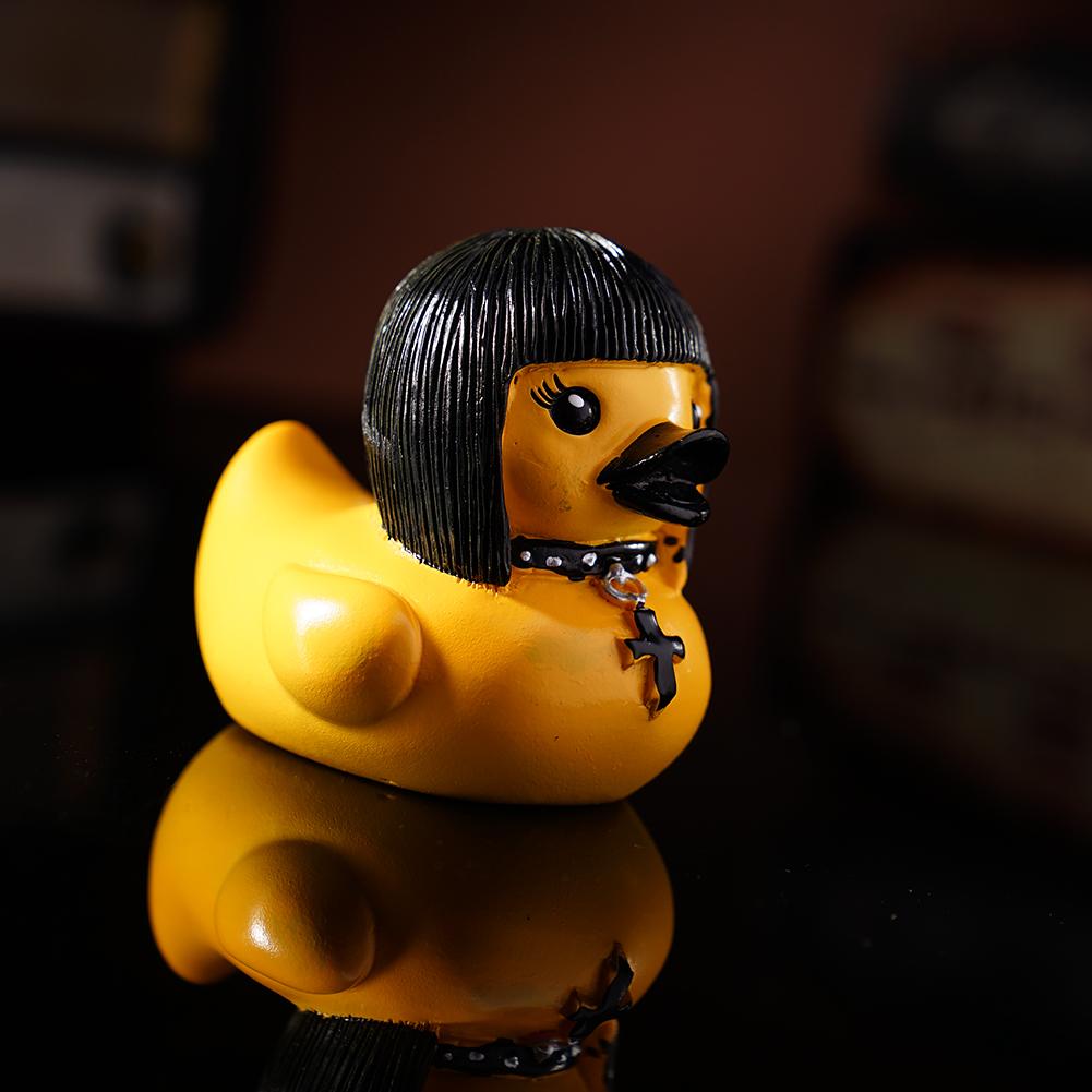 Gothic Satan Duck Statue Goth Punk Duck Sculpture Rock Duck Figurine Decor Collectible Figurines Satanic Duck Tabletop Ornaments
