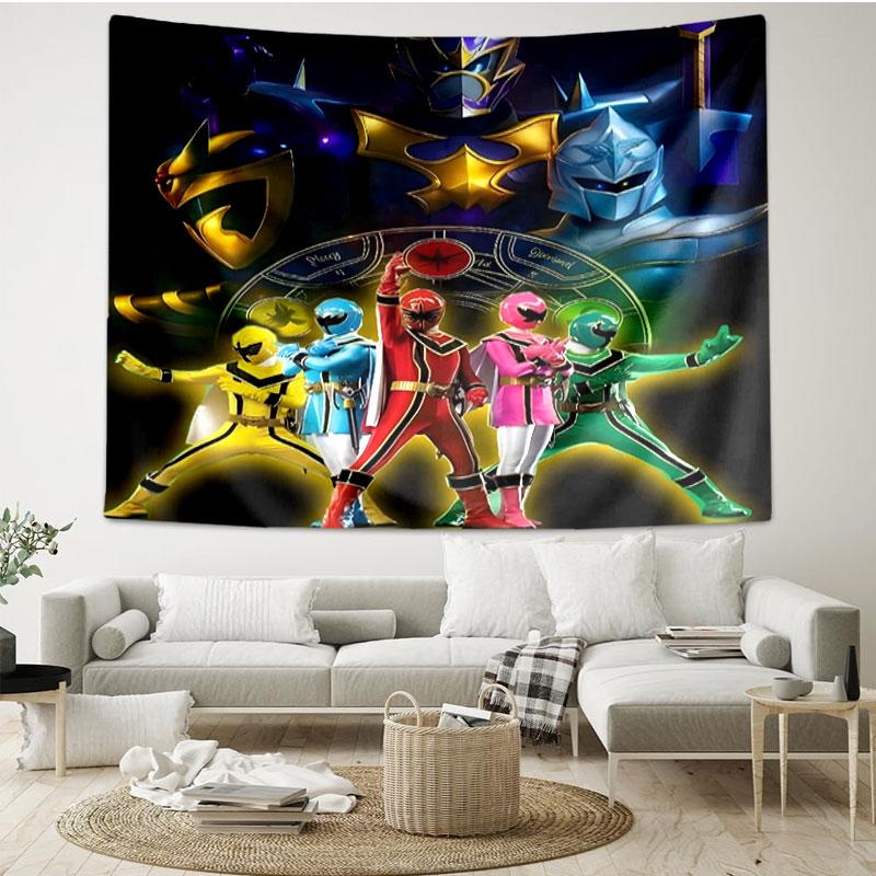 Mighty Morphin Power Rangers Druck Wandteppich - Tragbares Wanddekor Tuch, für Zuhause, Studentenwohnheim, Reise, Schlafzimmer, Wohnzimmer - Ideales Geburtstags-Einweihungsgeschenk