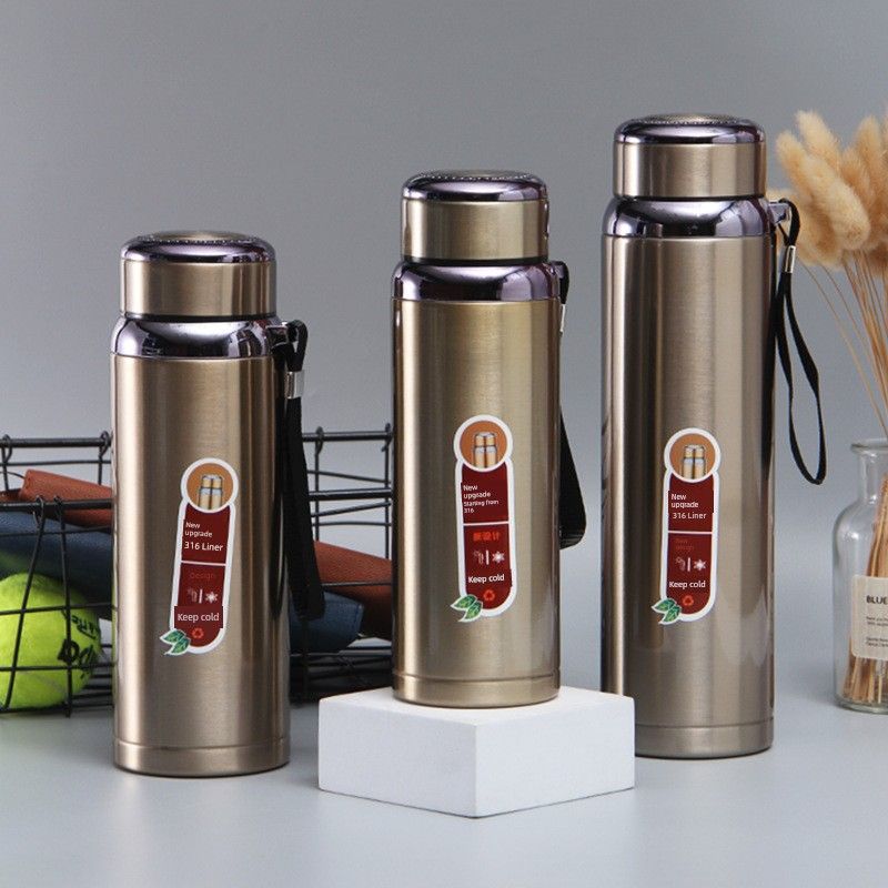 316 Stainless Steel Sports Water Bottle, Outdoor Portable Car-Mounted Sling Water Cup, Gradient Star Bottle, Large Capacity Thermos Cup