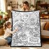 Kids Coloring Blanket Family DIY Painting Activity Gift Animal Themed Soft Throw