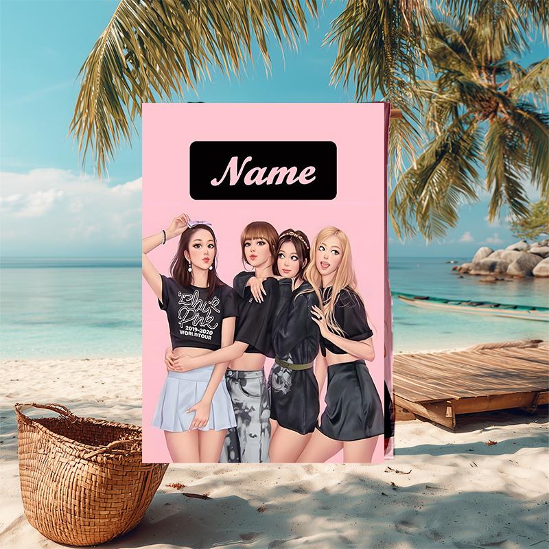1PC Custom Name Girl Power Unite Beach Towel Highly Absorbent And Sand-Resistant Towel for Swimming, Pool, Yoga, And Travel Lightweight