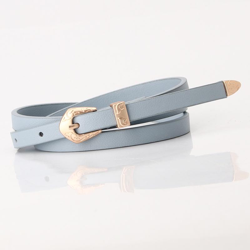 New Women's Matte Multi-color Pu Thin Belt Alloy Carved Three-piece Set Simple Versatile Dress Decorative Belt