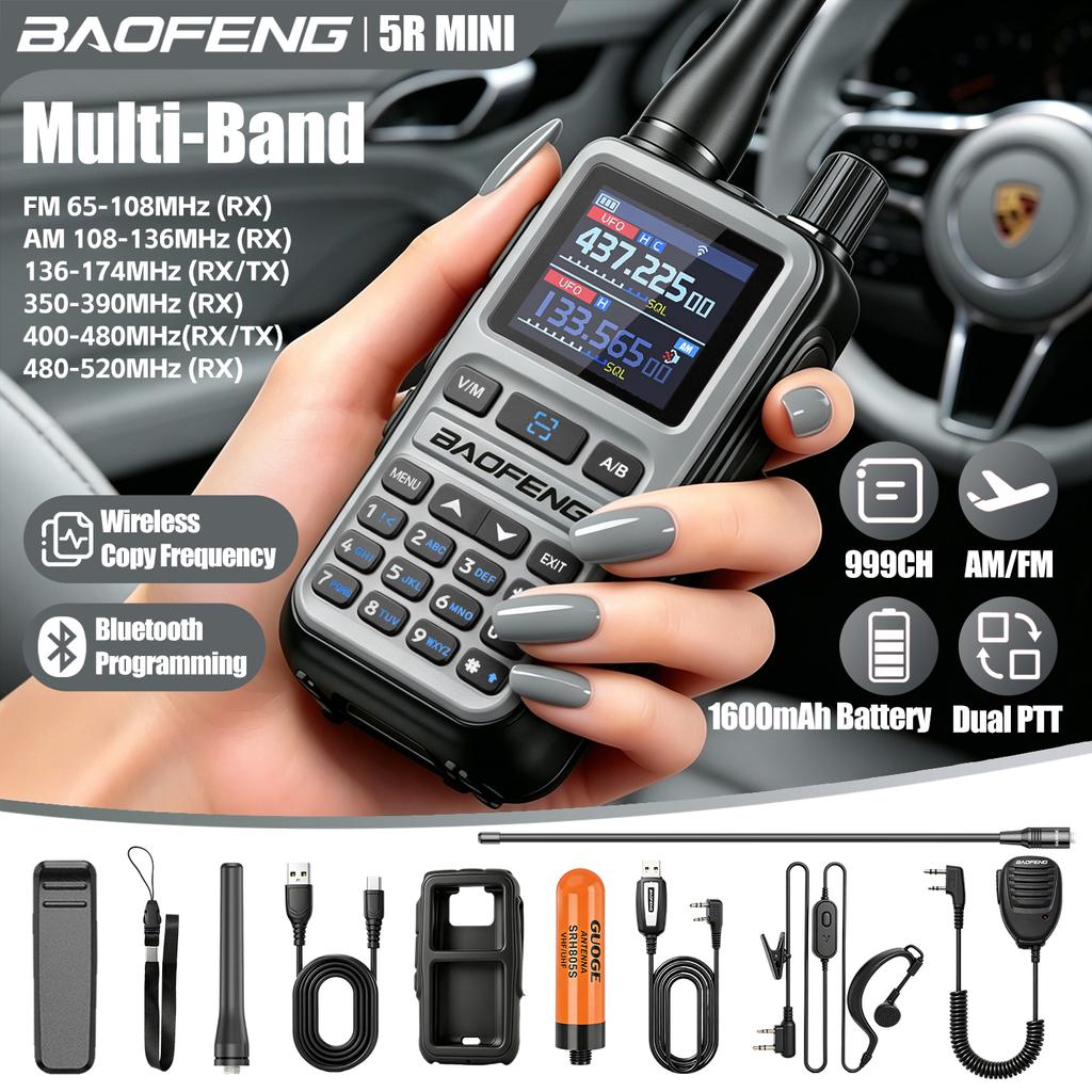 Baofeng 5Rmini Walkie-Talkie Bluetooth Programming Aviation Receiver Dual PTT Transmitter Key Outdoor Travel Baofeng Handheld RA