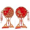 Red Ancient Style Chinese Wedding Fan: Bride's Bouquet & Blessing
