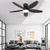 Low-profile ceiling fan with light and remote control, dimmable and silent, suitable for bedrooms and kitchens.