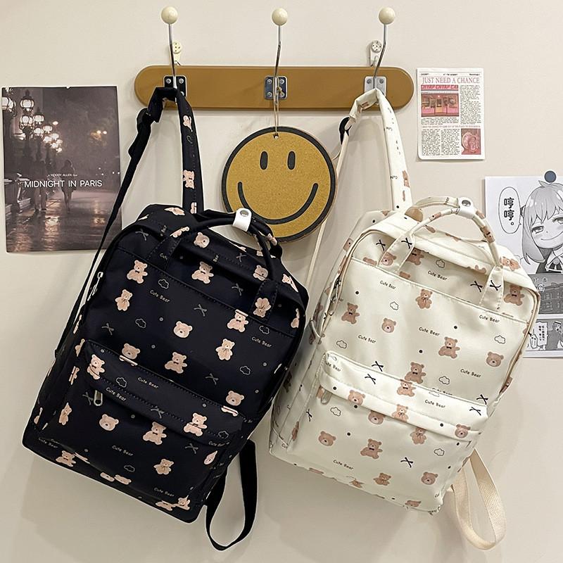 Bow Simple Butterfly And Cartoon Bear Pattern Student Backpack Teens For