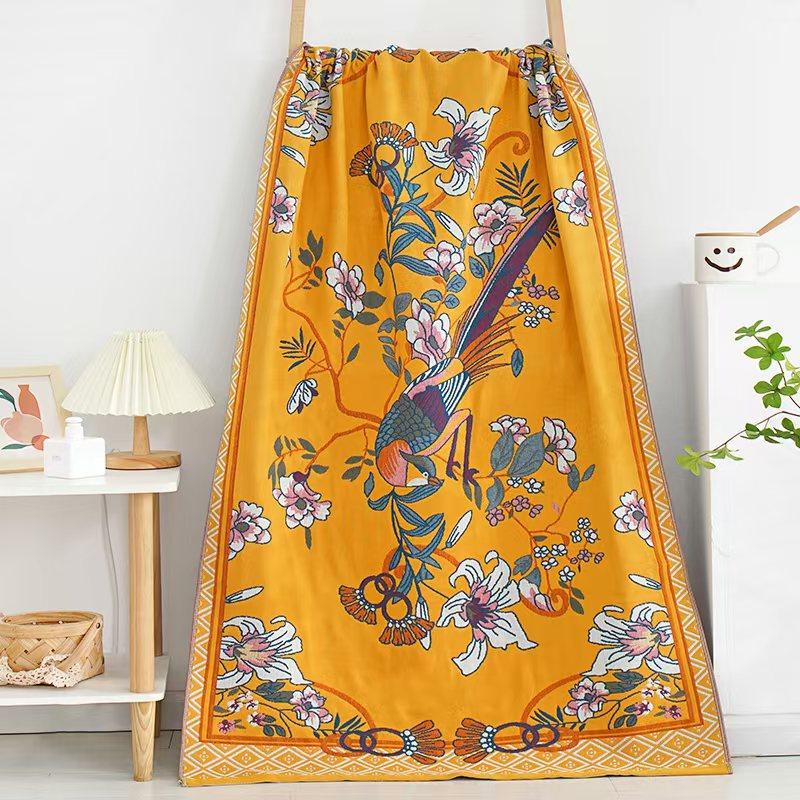 New Style Pure Cotton Gauze Jacquard Edge Binding Extra Large Thickened Absorbent Quick-Drying Bath Towel for Couples Family Use