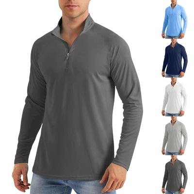 Traje de Entrenamiento para Hombre con Cremallera y Cuello Alto, Camiseta Deportiva Fina de Manga Larga para Correr en Primavera para Hombre, Top Holgado para Fitness