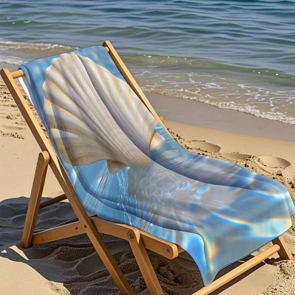 Jakobsmuschel Strand Szene Handtuch Gemustert Sonnenschutz und Winddicht Geeignet für Schwimmbad Camping Reise Decke