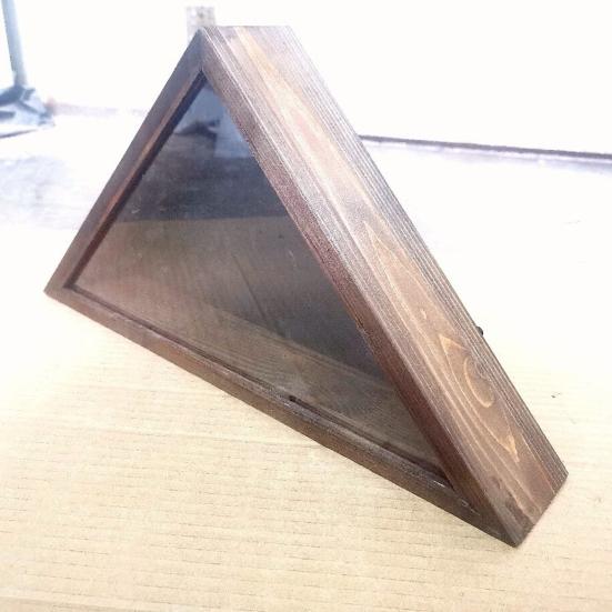 American Flag Display Case Wooden Triangle Flag Holder Smooth Edge Burr Free Rustic Wall Mounted Flag Box Memorial Flag Holder