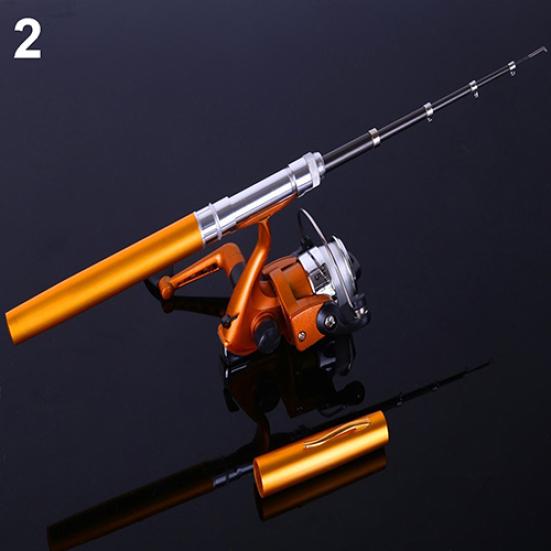

Telescopic Mini Pen Shape Portable with Fishing Spinning Rod Pole Pocket Fish Reel оранжевый