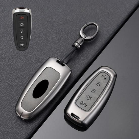 Zinc Alloy Leather Car Remote Key Fob Case Cover For Ford Edge Explorer Escape