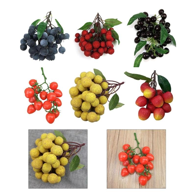Artificial Friut Realistic Plastic Fruit Bunch of Simulation Fruit for Kitchen, Photography Props, 6 Kind of Fruit