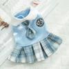 Thicken Kawaii Pet JK Plaid Skirt Comfortable Design College Style Cat Clothes Knitted Small Medium Size Dog Dress Autumn/Winter