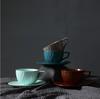 Ofengeänderte Latte Kaffeetasse und Untertasse Set Retro Keramiktasse Kreative Nachmittagstee Kaffeetasse Grobkeramik Haushalt