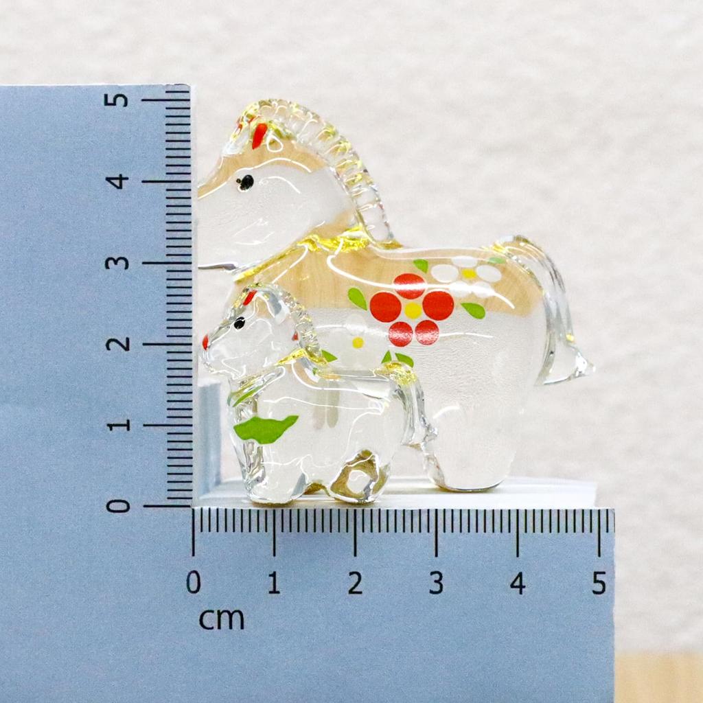 Casa Artizanului 2026 Anul Zodiacal al Sticlei Mare și Mic (Reiwa 8) Cal, Ornamente Părinte-Copil Lăcuite cu Aur,