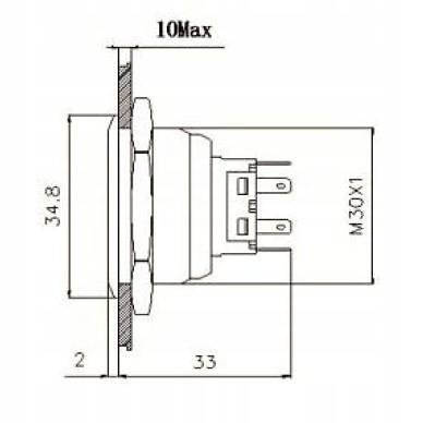 Monostable Vandal-proof Pushbutton 250V 5A 30X35Mm Red