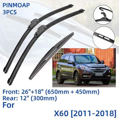 3PCS For Lifan X60 2011-2018 26" 18" 12" Front Rear Wiper Blades Windshield Windscreen Window Cutter Accessories 2012 2013 2014 2015 2016 2017 2018