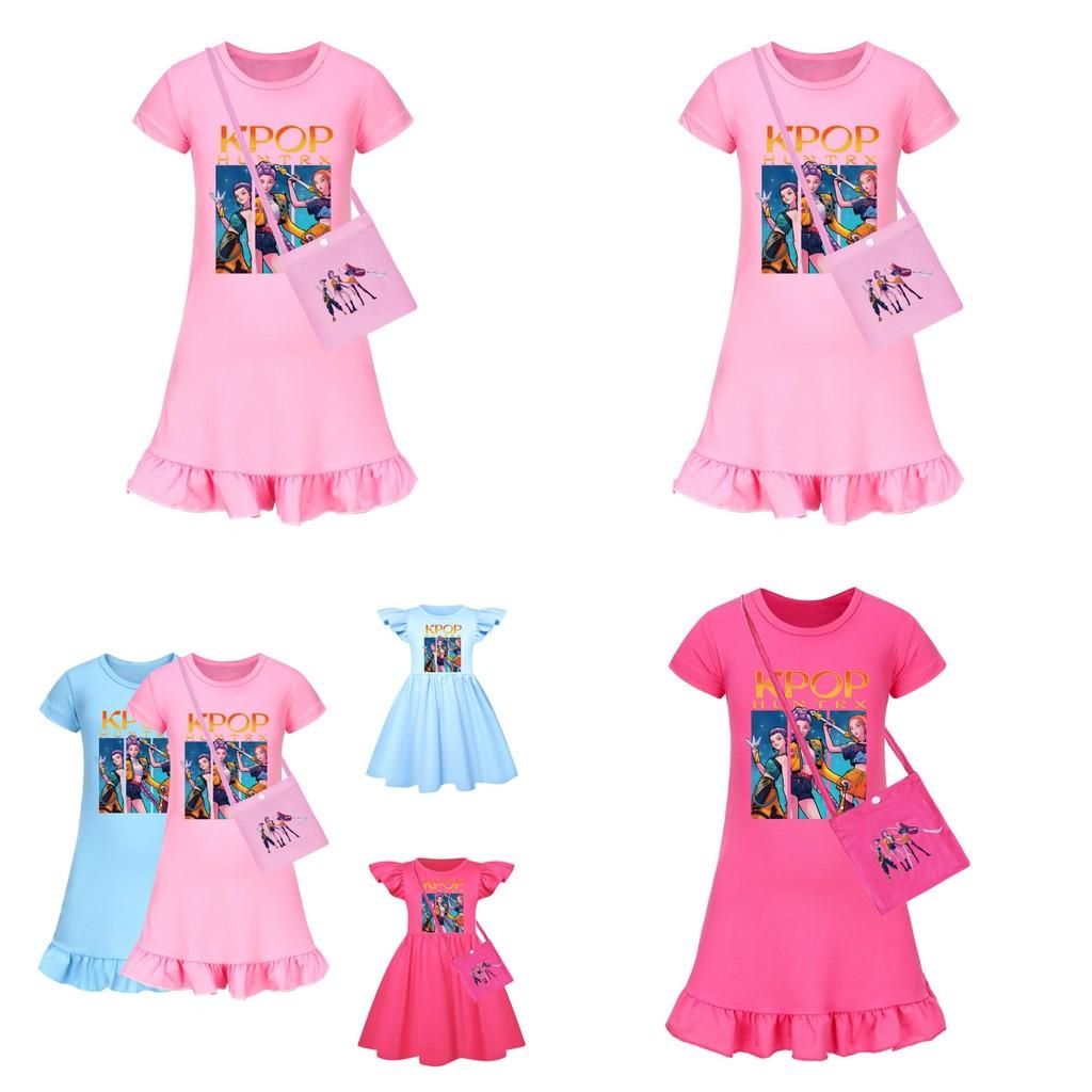 Vestido de Dormir Curto Kpop Demon Hunters Girl com Barra Franzida Para Conforto Ki