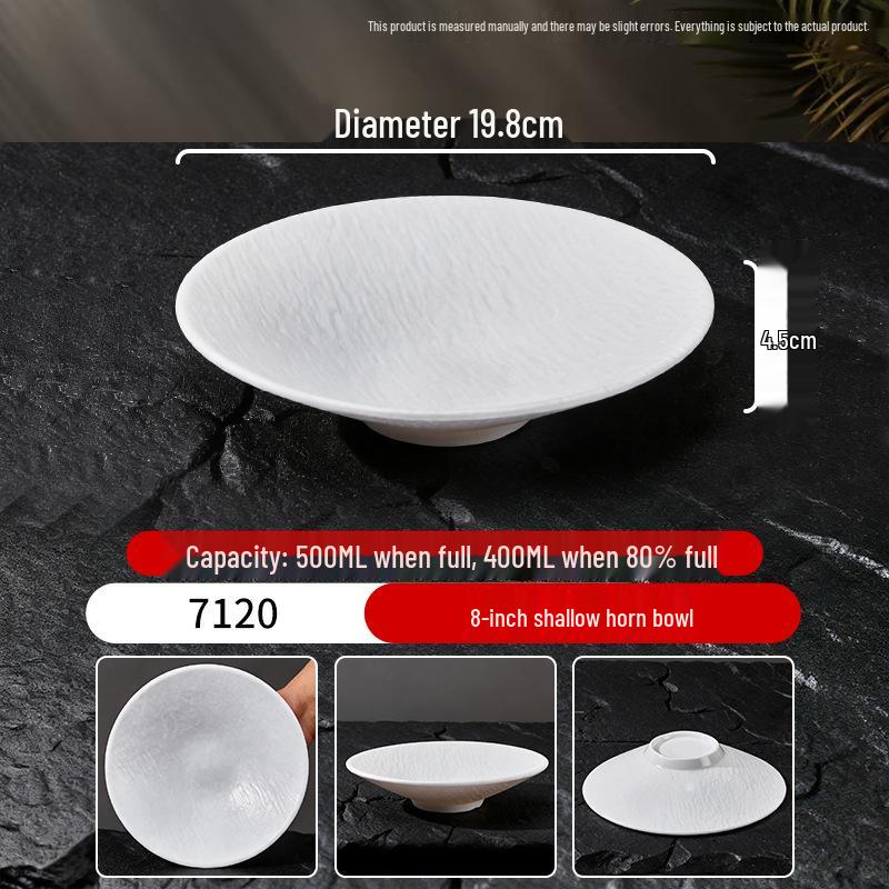 Melamine White Large Noodle Bowl - Imitation Porcelain for Ramen, Mala Tang, and Luosifen