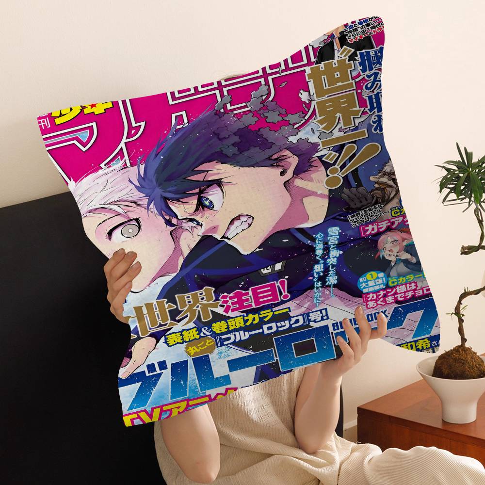 Anime BLUE LOCK Isagi Yoichi Pillow Anime Pillow Sofa Bed Head Pillow Cover Cushion Cover 45x45 Cm Fashion