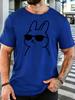 Unisexs White Crew Neck Tee Line Sketch Sunglasses Rabbit Graphic Print Loose Summer Street Casual Daily Basic Short Sleeve Top