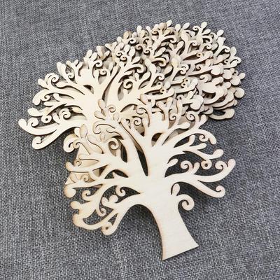 10 Pcs Wooden DIY Accessories Wood Chips Christmas Wood Decorations Holiday Party Art Unfinished DIY Crafts Tree Shaped Wood