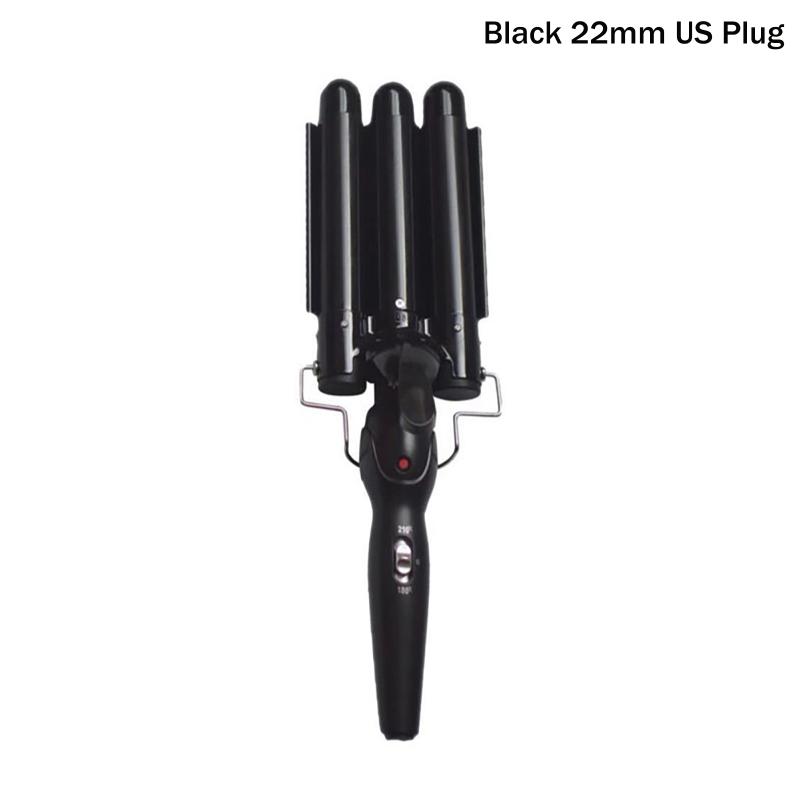 

Professional Triple Barrels Hair Curler Ceramic Tourmaline Technology Fast Heating Anti Scalding Hair Styler Long Lasting Waves 22mm US чёрный