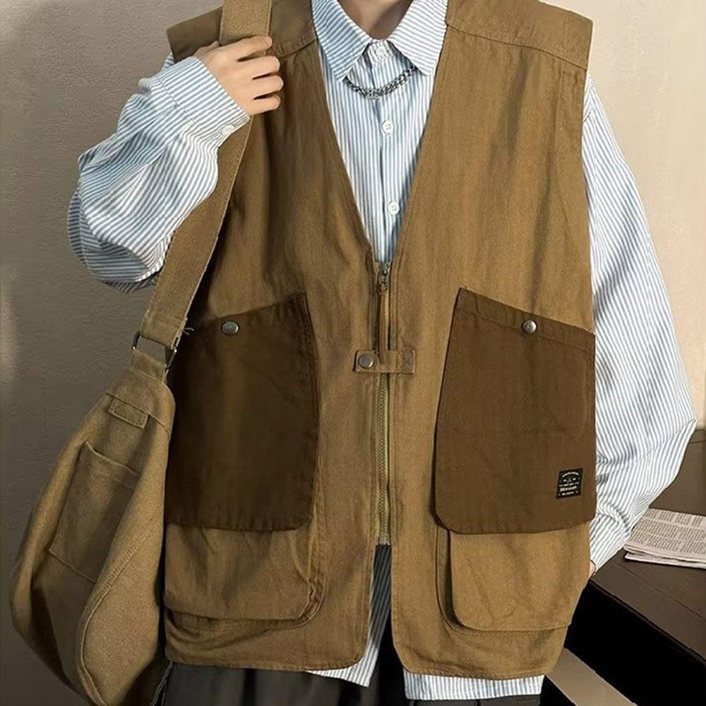 V-Ne Svel Workwear Vest Multi-pocket Sleeveless Jacket Trendy Vest Women
