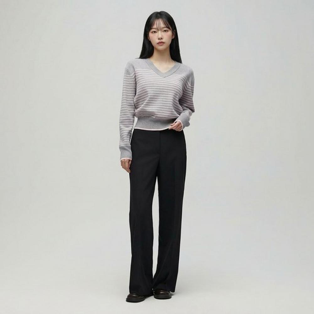 Lap V Neck Stripe Color Knit As1kh261