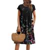 Damen Sommer Mode Lässig Rundhals Kurzarm Blumenmuster Kleid