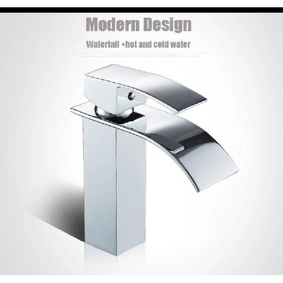 Black Waterfall Bathroom Faucet Basin Vanity Vessel Sinks Mixer Tap Cold And Hot Water Tap Single Hole Bath Sink Faucets Crane