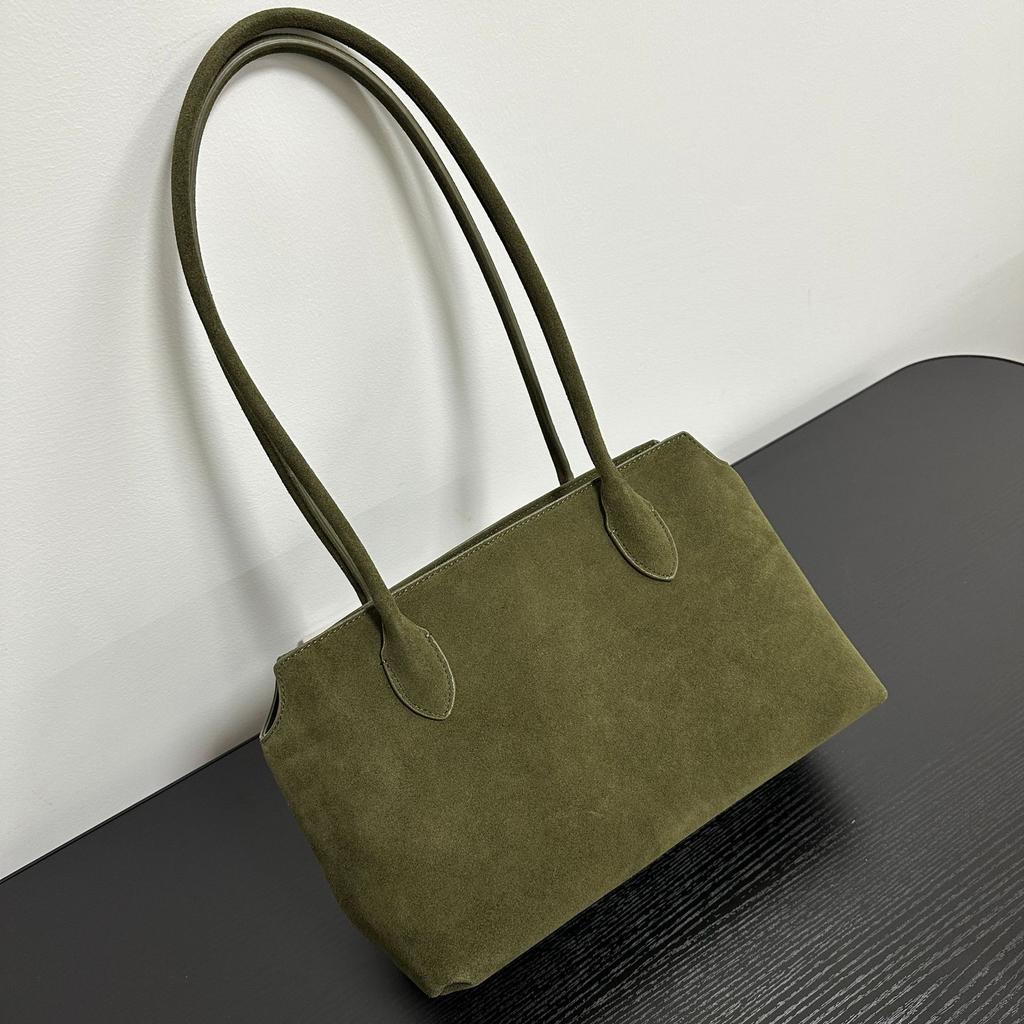 2025 New light luxury minimalist tote bag coffee retro suede commuter versatile shoulder underarm bag handbag women