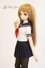 DD Compatible Cute High School Girl Sailor Uniform Short Sleeve White with Navy Skirt Summer Outfit Neat Pleated Skirt 60cm BJD Doll Clothes [Petite