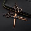 6" Antique Bronze Feather Gem Hairdressing Scissors - Straight & Thinning Shears