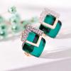 Trendy Green Square Earrings Women Charm Geometric Stud Earring Bridal Engagement Party Jewelry Anniversary Gifts