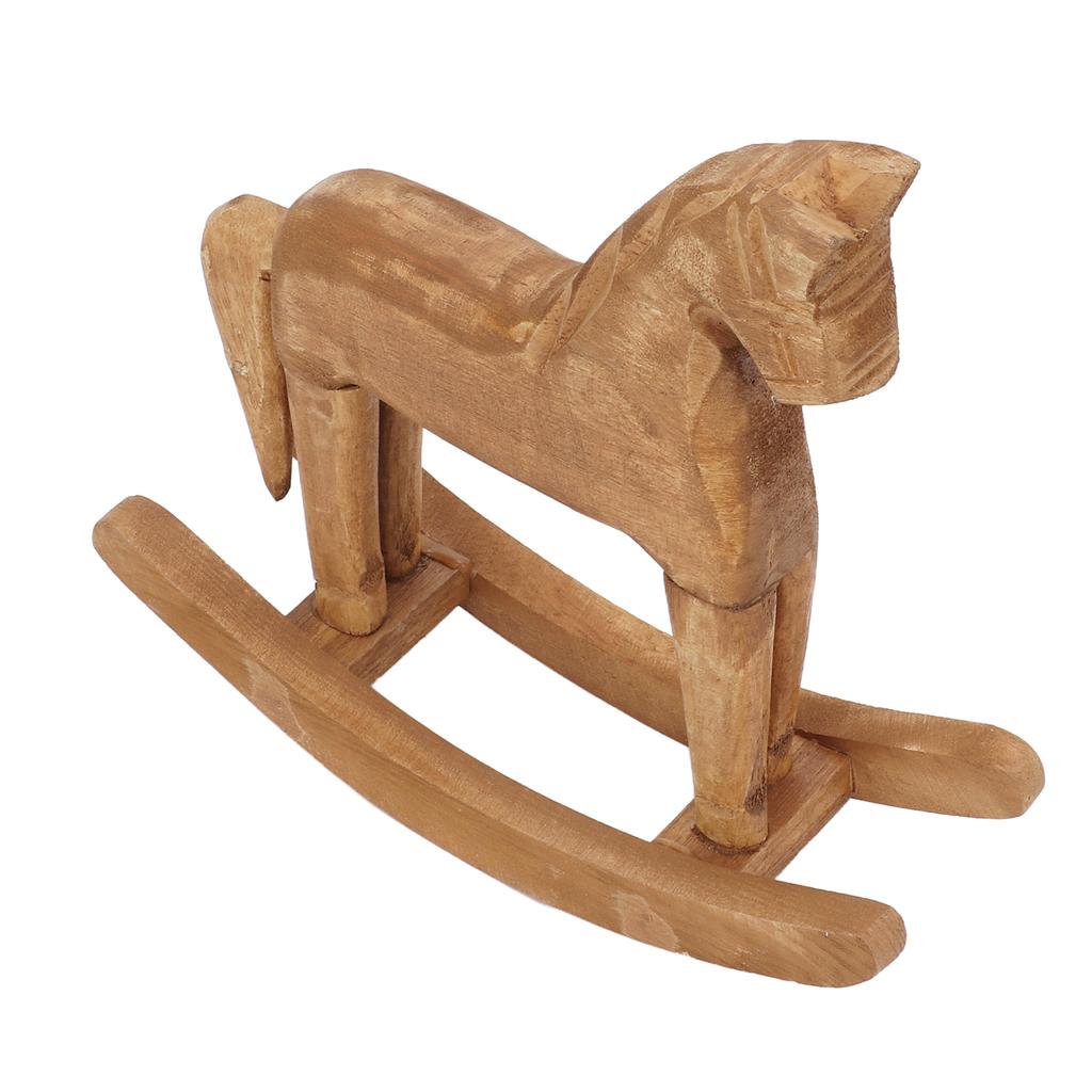 Rocking Horse Decor Handcrafted Pine Horse Ornaments Wooden Horse Toy for Bedside Table Bookrack