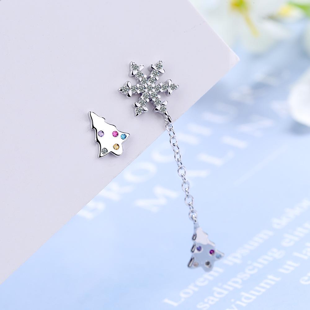 Korean Style Snowflake Diamond Long Dangle Earrings for Women Copper