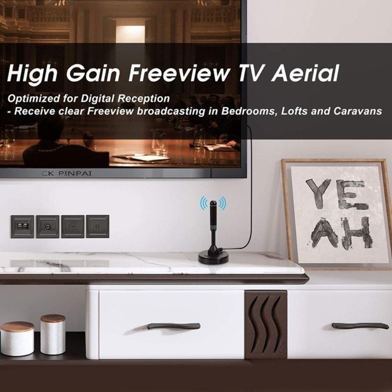 Sleek & Compacts TV Antenna Advanced 4K 1080P TV Antenna Better Digital Reception Space Saving Design Enhanced Signal