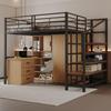 Metal Bunk Bed, 140 X 200 Cm with Shelf, Multifunctional Loft Bed with Ladder, for Children, Black (without Mattress, Wardrobe and Desk)