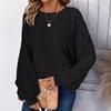 Fall Winter Plus Size Women's Solid Color Casual Comfy Unique Lantern Sleeve Top
