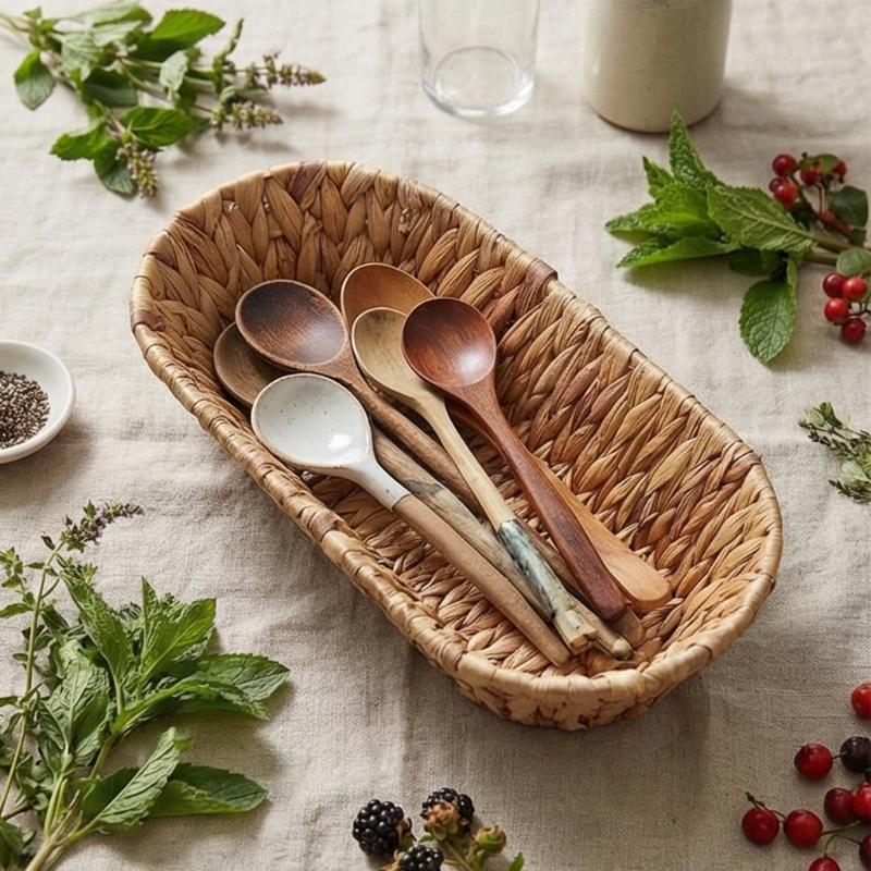 Handgeflochtener Rattan-Obstkorb mit atmungsaktivem Design für die Aufbewahrung und Organisation auf dem Küchentisch